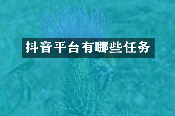 抖音平台有哪些任务
