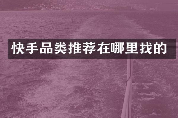 快手品类推荐在哪里找的