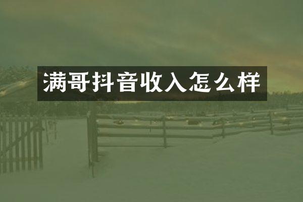 满哥抖音收入怎么样