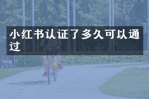 小红书认证了多久可以通过