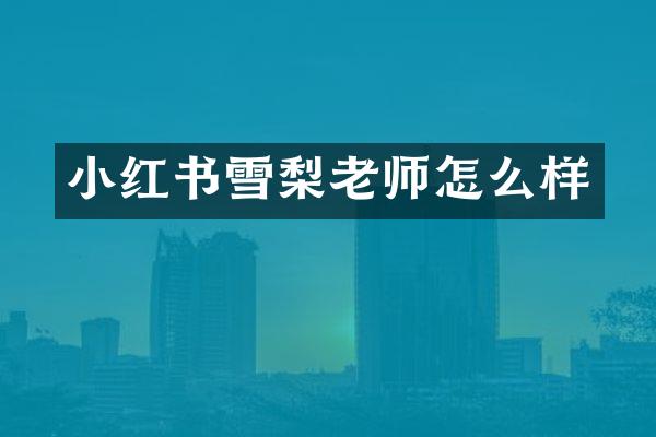 小红书雪梨老师怎么样