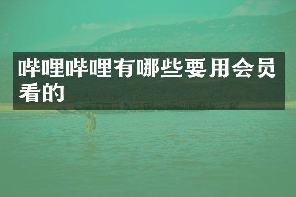 哔哩哔哩有哪些要用会员看的