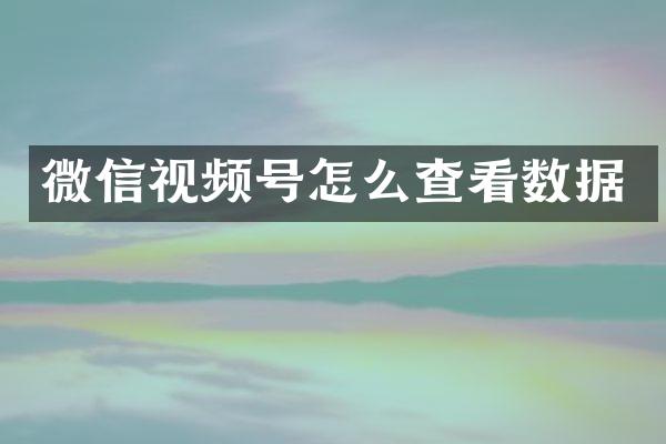 微信视频号怎么查看数据