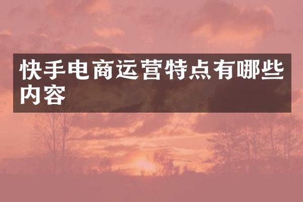 快手电商运营特点有哪些内容