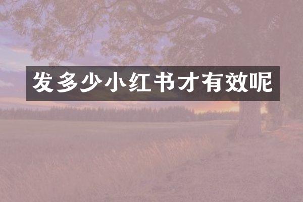 发多少小红书才有效呢