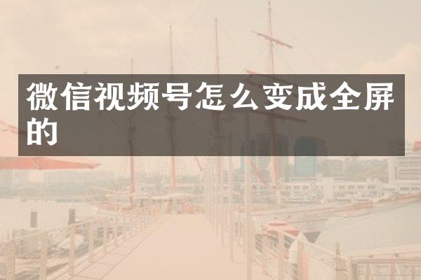 微信视频号怎么变成全屏的