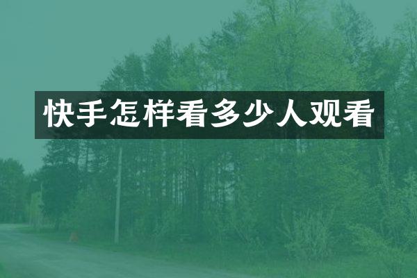 快手怎样看多少人观看