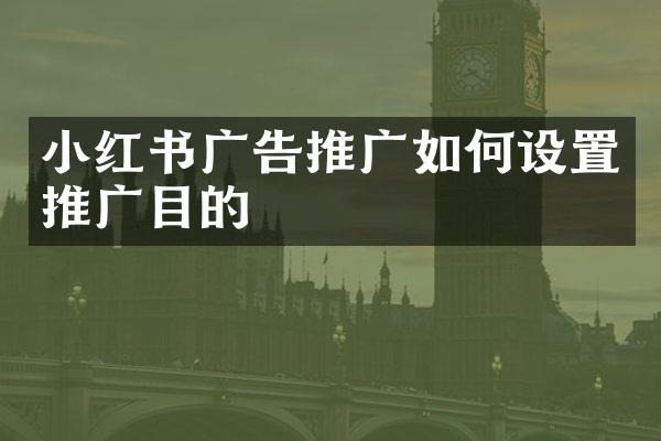 小红书广告推广如何设置推广目的