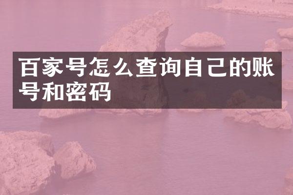 百家号怎么查询自己的账号和密码