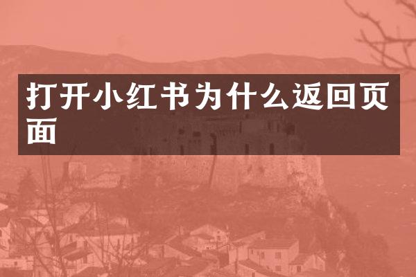 打开小红书为什么返回页面