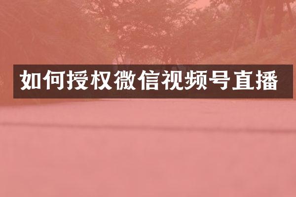 如何授权微信视频号直播