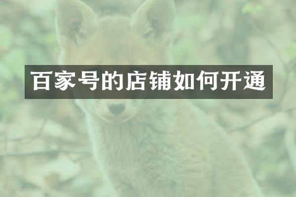 百家号的店铺如何开通
