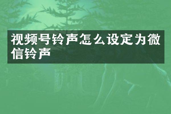 视频号铃声怎么设定为微信铃声