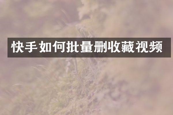 快手如何批量删收藏视频