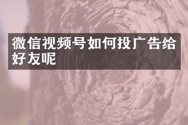 微信视频号如何投广告给好友呢
