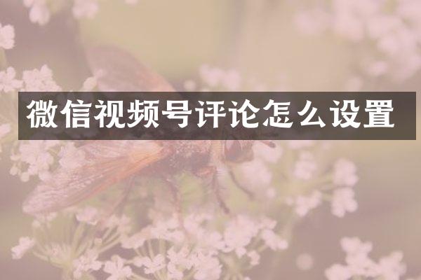微信视频号评论怎么设置
