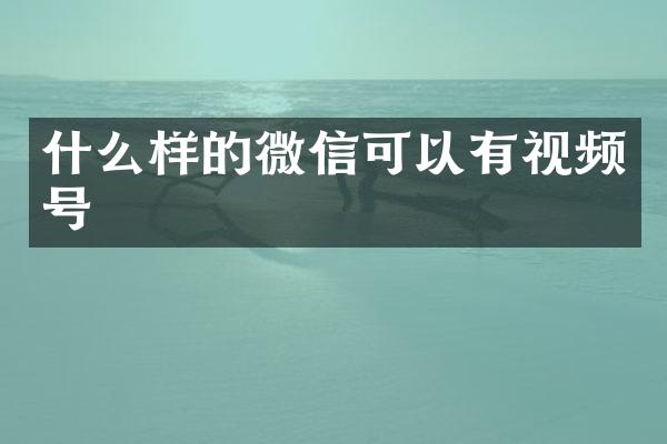 什么样的微信可以有视频号