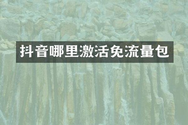 抖音哪里激活免流量包