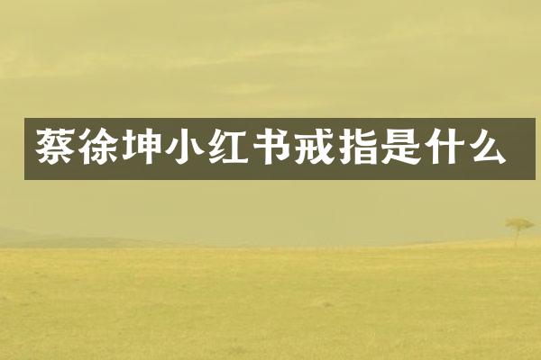 蔡徐坤小红书戒指是什么