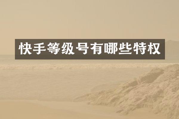 快手等级号有哪些特权