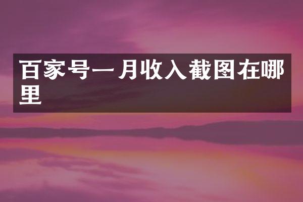 百家号一月收入截图在哪里