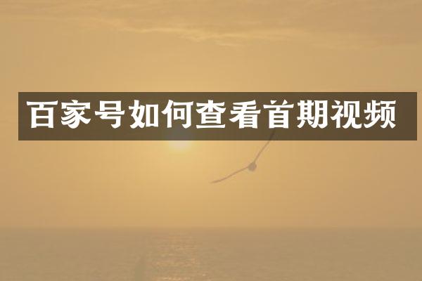 百家号如何查看首期视频