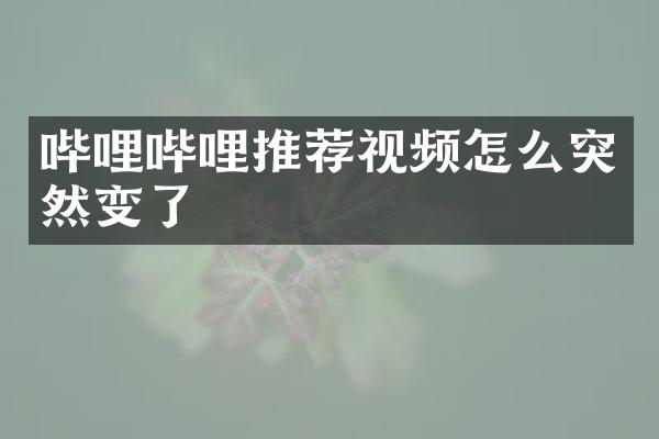 哔哩哔哩推荐视频怎么突然变了