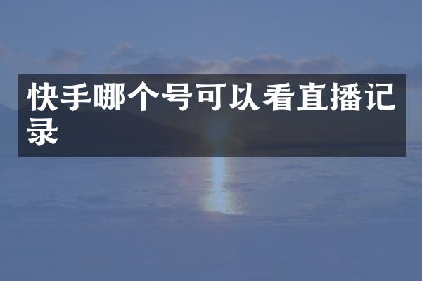 快手哪个号可以看直播记录