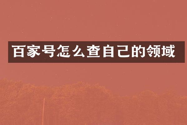 百家号怎么查自己的领域
