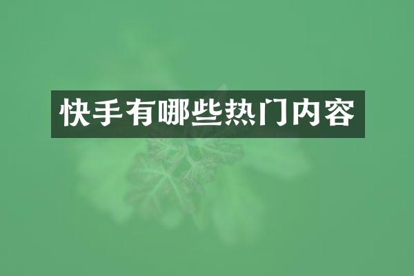 快手有哪些热门内容