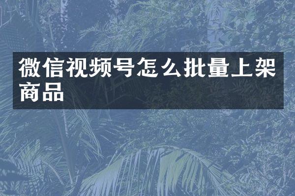 微信视频号怎么批量上架商品