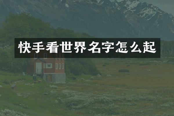 快手看世界名字怎么起