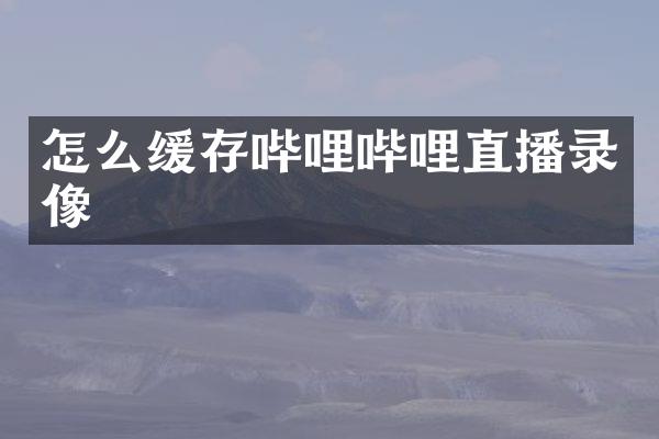怎么缓存哔哩哔哩直播录像