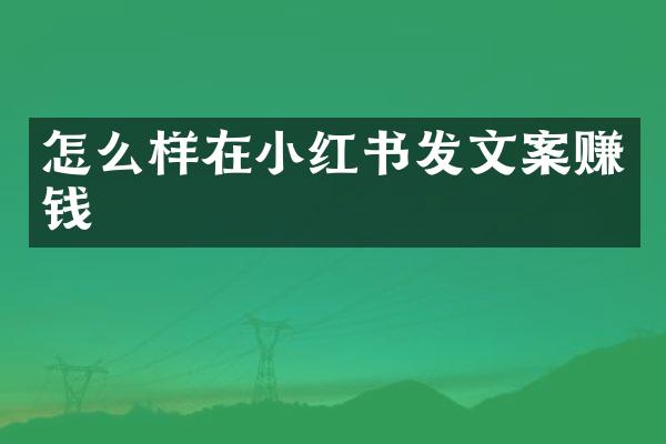 怎么样在小红书发文案赚钱