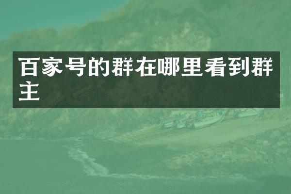 百家号的群在哪里看到群主