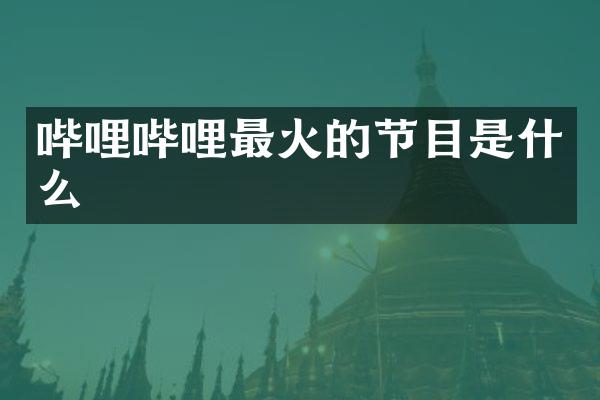哔哩哔哩最火的节目是什么