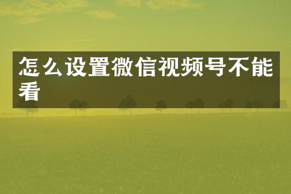 怎么设置微信视频号不能看