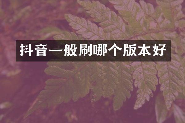 抖音一般刷哪个版本好
