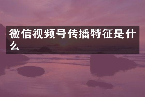 微信视频号传播特征是什么