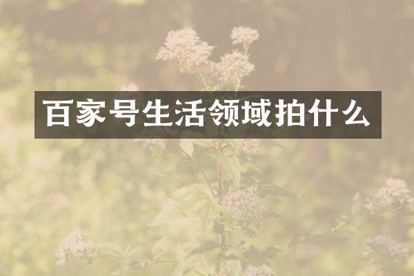 百家号生活领域拍什么
