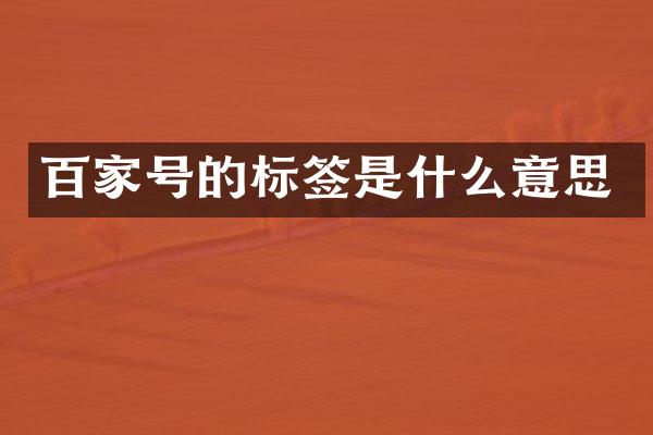 百家号的标签是什么意思