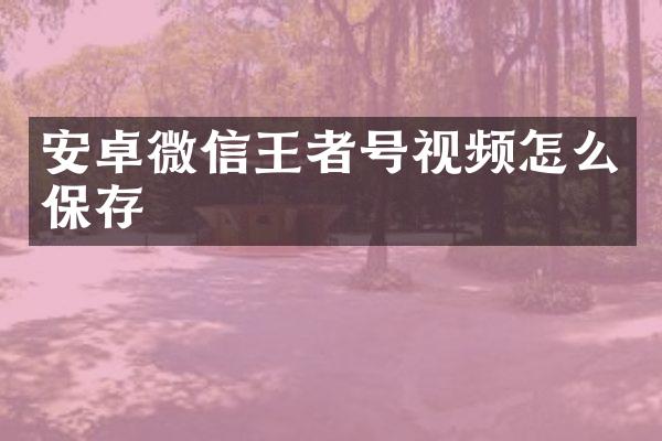 安卓微信王者号视频怎么保存