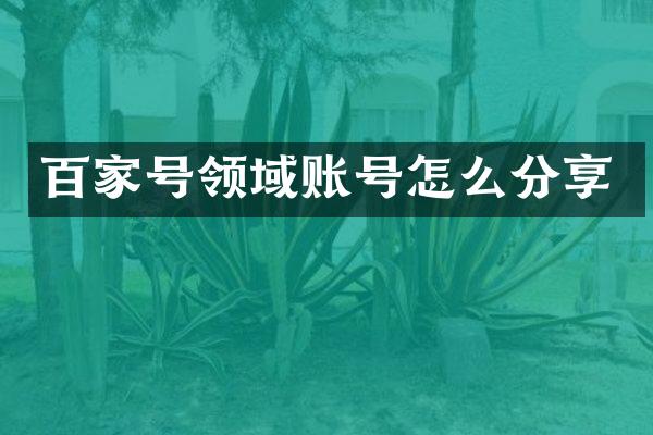 百家号领域账号怎么分享