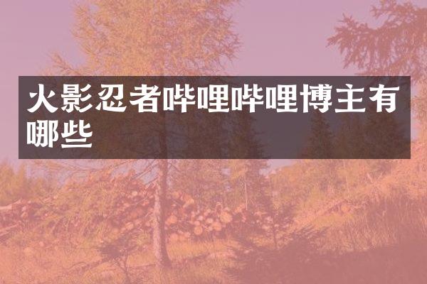 火影忍者哔哩哔哩博主有哪些