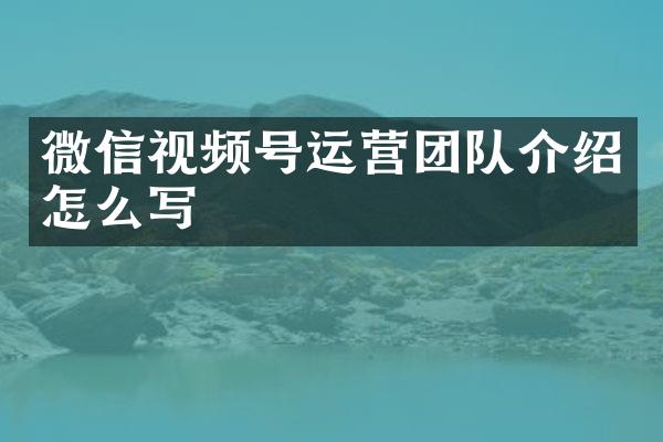 微信视频号运营团队介绍怎么写
