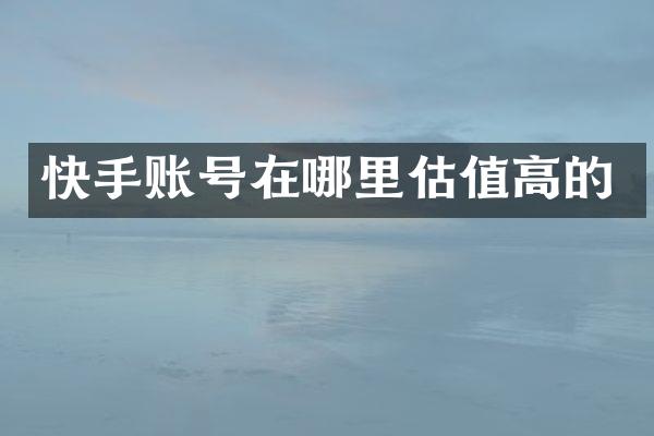 快手账号在哪里估值高的