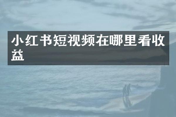小红书短视频在哪里看收益