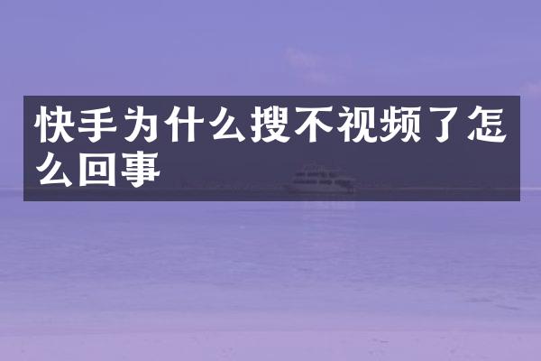 快手为什么搜不视频了怎么回事