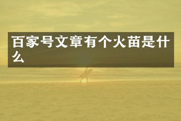 百家号文章有个火苗是什么