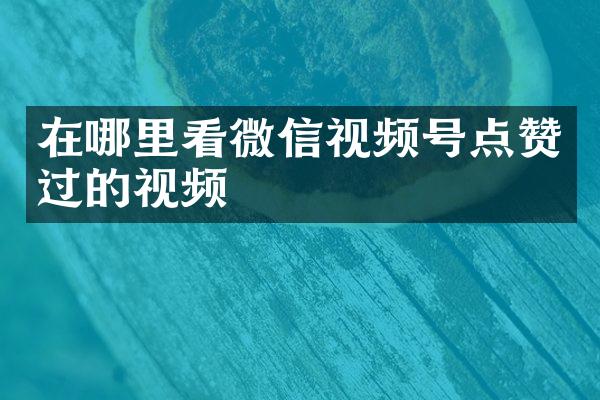 在哪里看微信视频号点赞过的视频